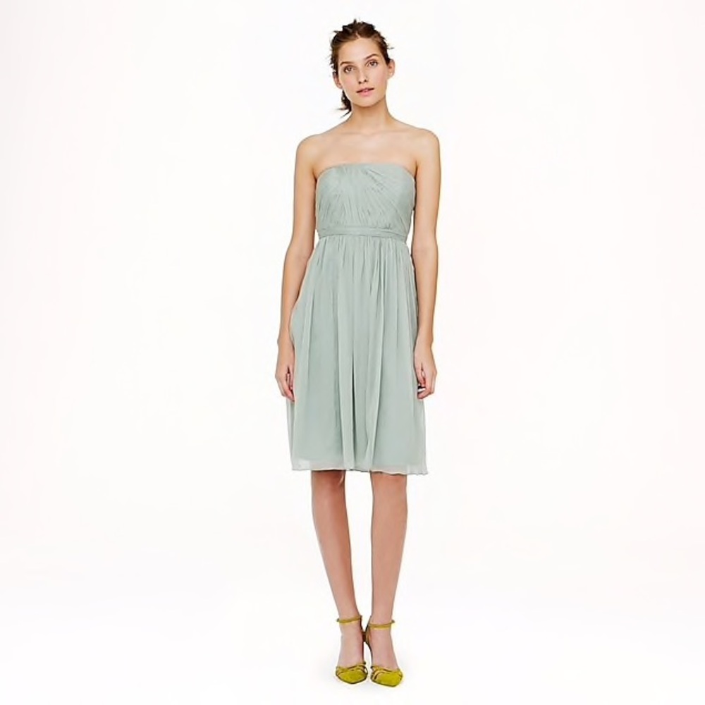 JCrew Silk Chiffon Strapless Dress in Dusty Shale